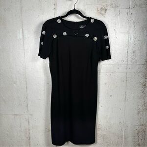 Badgley Mishka black short sleeve stretchy midi dress w/ rhinestones size M NWOT
